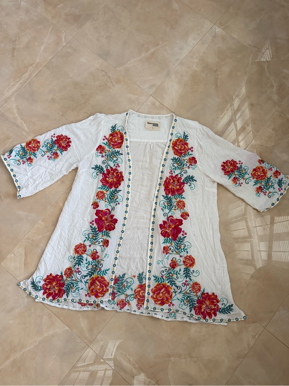 Savanna Jane Floral Embroidered Kimono
